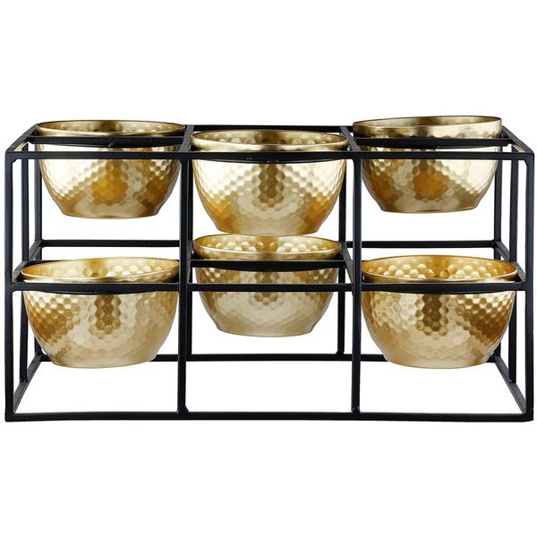Teelichthalter Casablanca By Gilde "6Er Teelichtleuchter Frame, H.14 Cm", Gold (Goldfarben), B:27Cm H:14Cm T:18Cm, Metall, Kerzenhalter, Teelichthalter-image