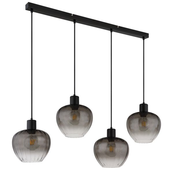 Nowa Pendelleuchte "Toy", Schwarz (Rauchfarben), 4, Ø 24Cm H: 120Cm, 1 Stk., Leuchten, HäNgeleuchte, HäNgelampe, Wohnzimmer, Esstisch, Pendelleuchte-image