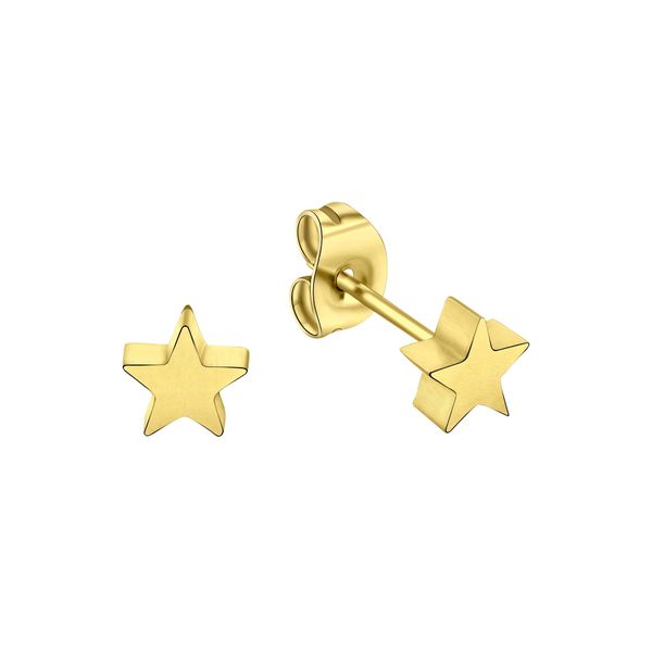 Paar Ohrstecker Firetti "Schmuck Geschenk Ohrschmuck Stern", Gold (Gelbgoldfarben), Ohrringe, Damen, 5,5Mm, Edelstahl-image