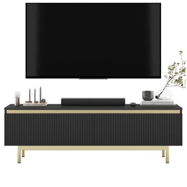 TV-SCHRANK Selene Schwarz Matt 140 Cm Mit Metallrahmen Glamour-image