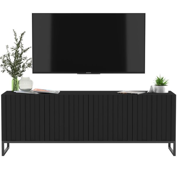 TV-SCHRANK Elpis Schwarz Matt Mit Metallrahmen Glamour 150 Cm-image