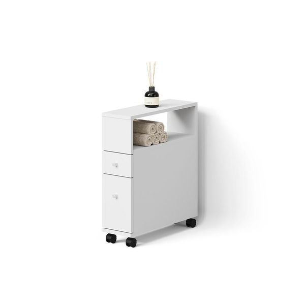 Badschrank Fucino Weiß 18 X 61.6 Cm Mit 2 Schubladen-image