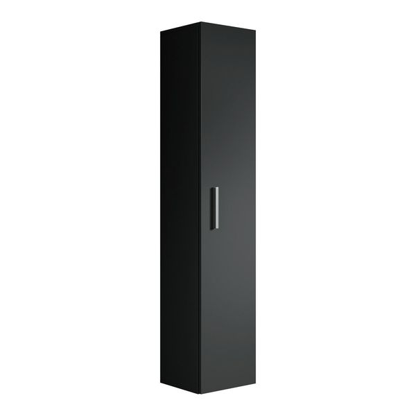 Badezimmerschrank Pluto Mit 1 TüR Schwarz Matt - 30 X 30 X 150 Cm-image