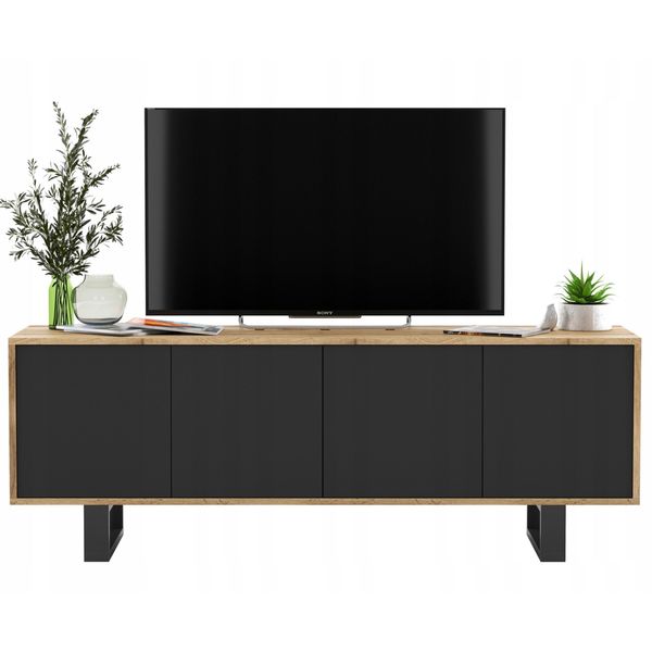 TV-SCHRANK Apollo2 Eiche Wotan Schwarz Matt Mit Metallbeinen 150 Cm-image