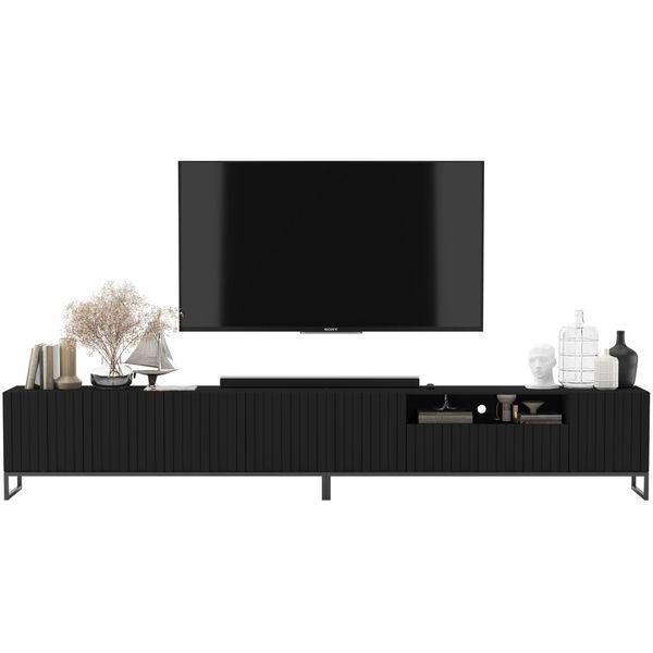 TV-LOWBOARD 2Er-Set Elpis2 Schwarz Matt Mit Schwarzem Metallrahmen 150 Cm-image