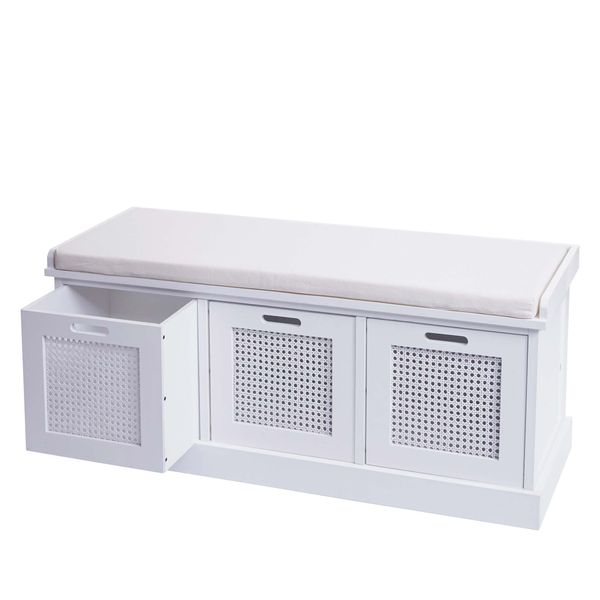 Sitzbank Aufbewahrungsboxen Cremeweiß-image