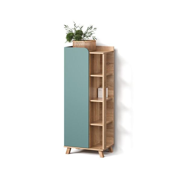 Midischrank Marano Blau-Grau 50 X 128 Cm Mit TüR Und Offenen FäChern-image