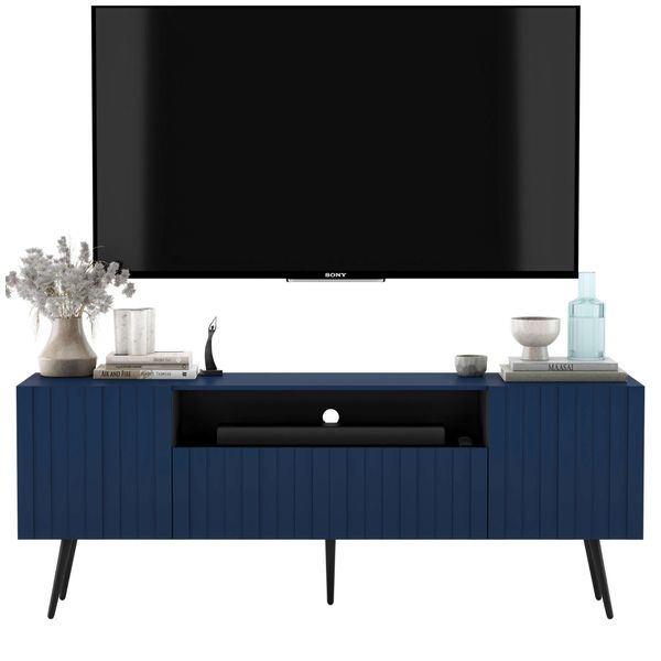 TV-SCHRANK Elpis Marineblau Matt Mit Metallbeine Glamour 150 Cm-image