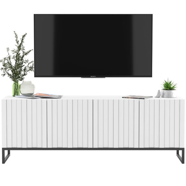 TV-SCHRANK Elpis Weiß Matt Mit Metallrahmen Glamour 150 Cm-image