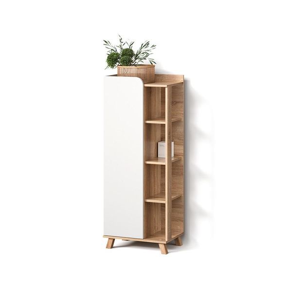 Midischrank Marano Sonoma/Weiß 50 X 128 Cm Mit TüR Und Offenen FäChern-image