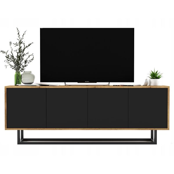 TV-SCHRANK Apollo2 Eiche Wotan Schwarz Matt 150/53/35 Cm-image