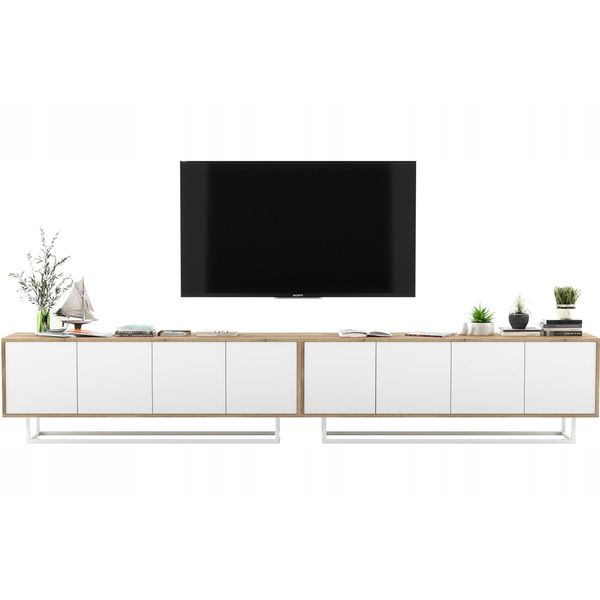 TV-SCHRANK 2-Er Set Apollo2 Eiche Wotan Weiß Matt 150 Cm-image