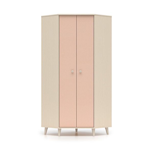 Schrank 2 TüRen Alycia Beige - Korallenrosa - Holzeffekt-image
