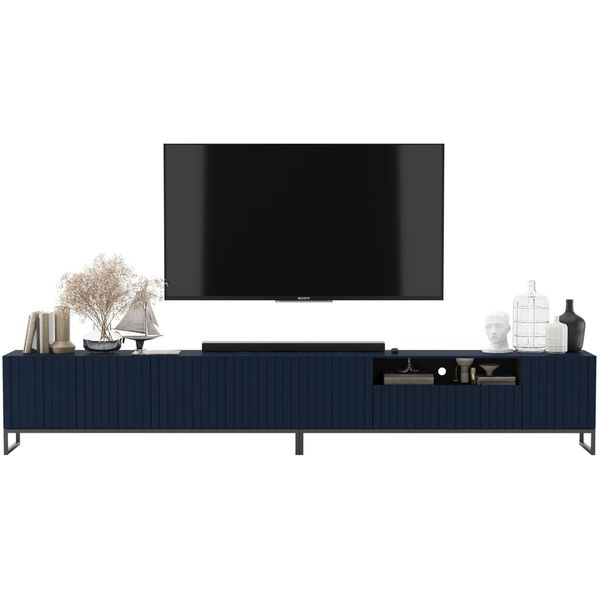TV-LOWBOARD 2Er-Set Elpis2 Marineblau Matt Mit Schwarzem Metallrahmen 150 Cm-image
