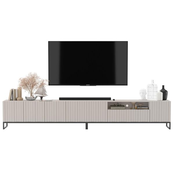 TV-LOWBOARD 2Er-Set Elpis2 Kaschmir Matt Mit Schwarzem Metallrahmen 150 Cm-image