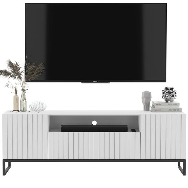 TV-SCHRANK Elpis2 Weiß Matt Mit Metallrahmen Glamour 150 Cm-image