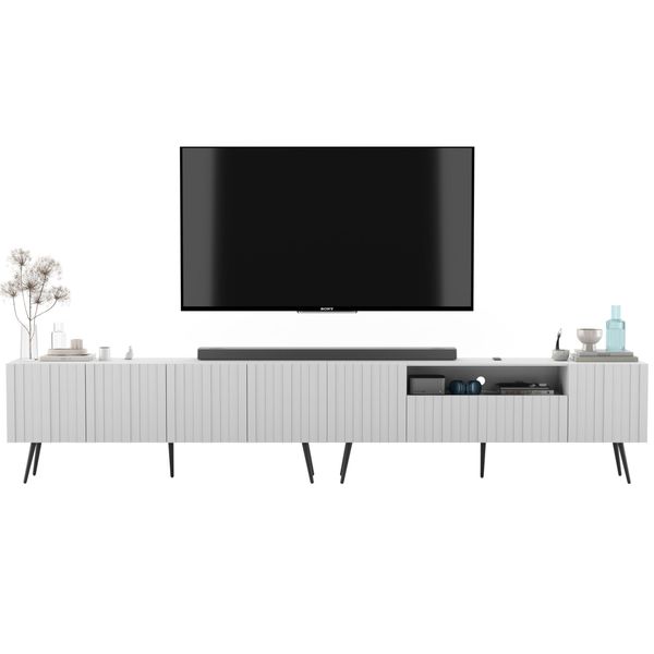 TV-LOWBOARD 2Er-Set Elpis2 Weiß Matt Mit Schwarzen Metallbeinen150 Cm-image