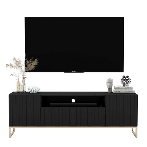 TV-SCHRANK Elpis2 Schwarz Matt Mit Metallrahmen 150 Cm-image