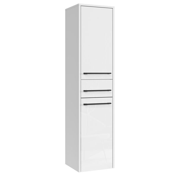 Badezimmerschrank Florence Mit 2 TüRen Weiß Hochglanz - 30 X 35 X 130 Cm-image