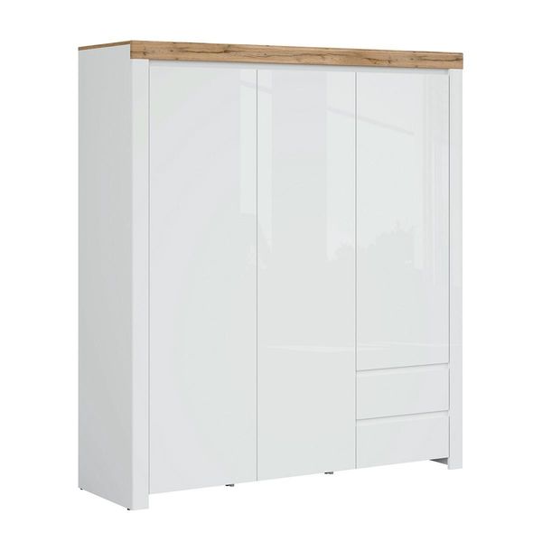 Schrank 3 TüRen Hella Weiß Und Holz-image