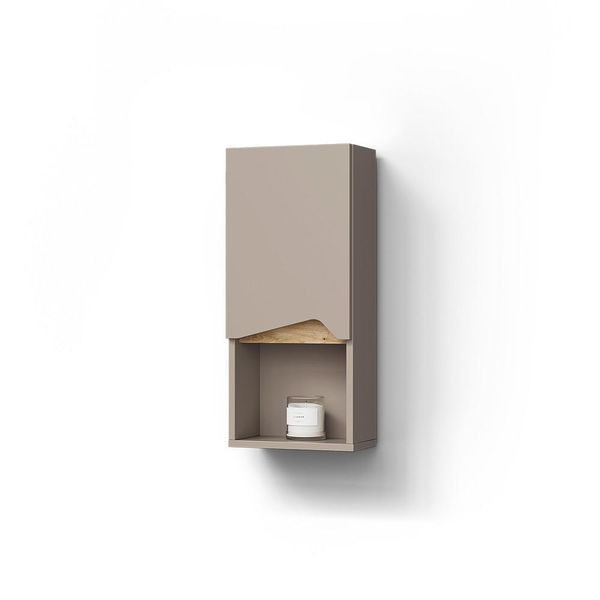 Badschrank Timavo Greige 30 X 67 Cm Mit TüR Und Offenem Fach-image