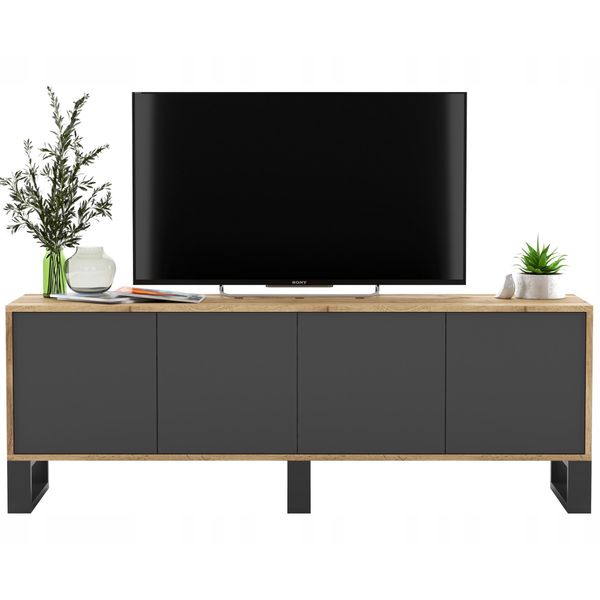 TV-SCHRANK Apollo2 Eiche Wotan Graphit Matt Mit Metallbeinen 150/53/35 Cm-image