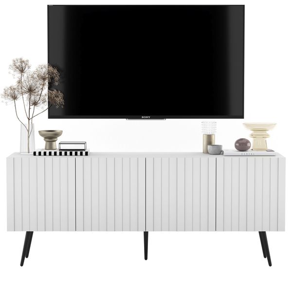 TV-SCHRANK Elpis Weiß Matt Mit Metallbeine Glamour 150 Cm-image