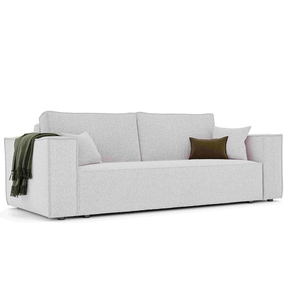 Sofa 3-Sitzer Mit Schlaffunktion Und Bettkasten, Creme-image