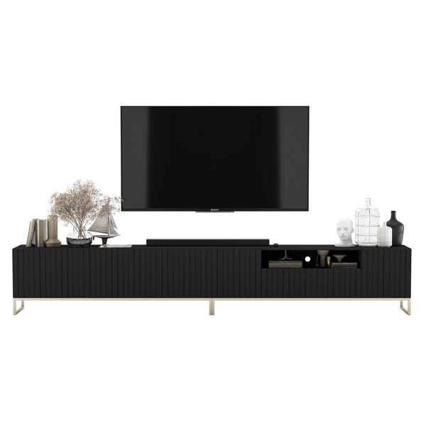 TV-LOWBOARD 2-Er Set Elpis2 Schwarz Matt Mit Metallrahmen 150 Cm-image