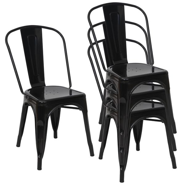 Stuhl Metall Schwarz 4Er-Set-image