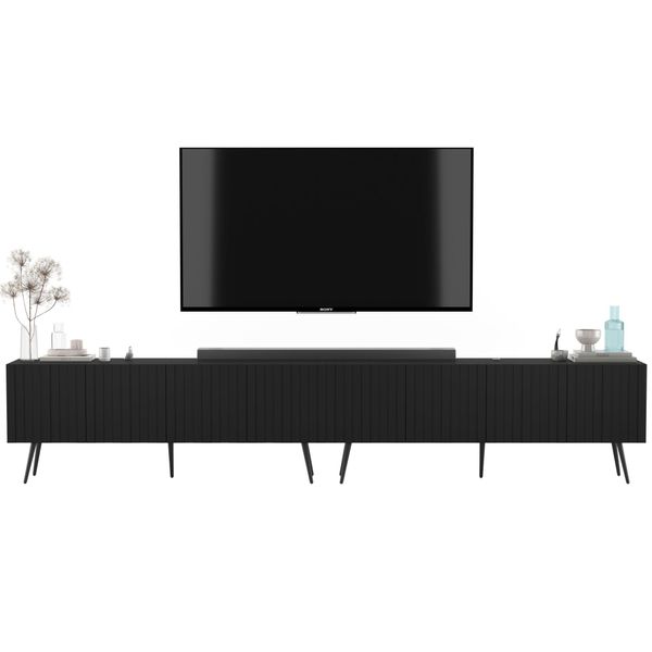 TV-LOWBOARD 2-Er Set Elpis Schwarz Matt Mit Metallbeinen 150 Cm Glamour-image