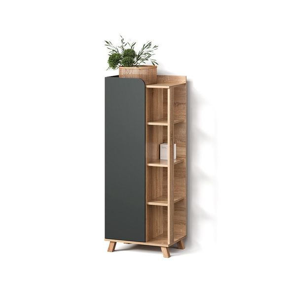 Midischrank Marano Anthrazit 50 X 128 Cm Mit TüR Und Offenen FäChern-image