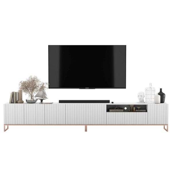 TV-LOWBOARD 2-Er Set Elpis2 Weiß Matt Mit Metallrahmen 150 Cm-image