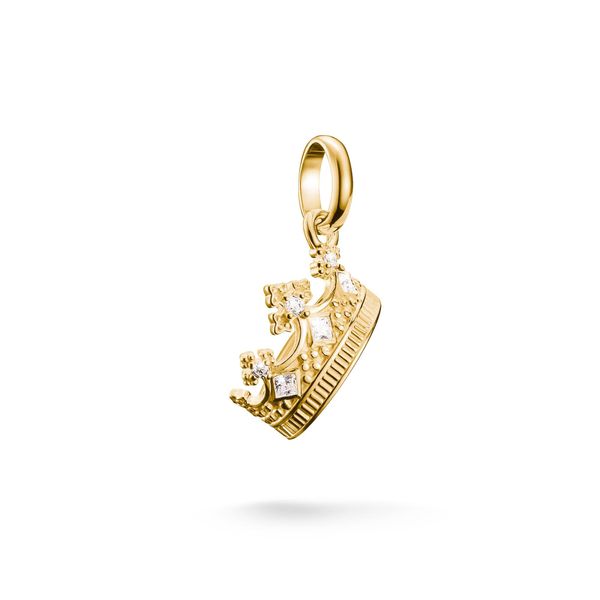 Charm-EinhäNger Thomas Sabo "Charm Krone Mit Zirkonia - Connect", Gold (Gelbgoldfarben, Kristallweiß, Kristallweiß), Charms, Damen, Silber 925 (Recycelt), Mit Zirkonia (Synth.)-image
