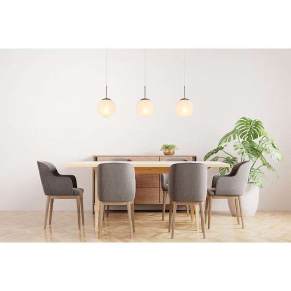 Nowa Pendelleuchte "Kop", Silber (Silberfarben), 3, Ø 20Cm H: 120Cm, 1 Stk., Leuchten, HäNgeleuchte, HäNgeleuchte, Glaskugeln Opal, Alabaster Optik, Pendelleuchte-image