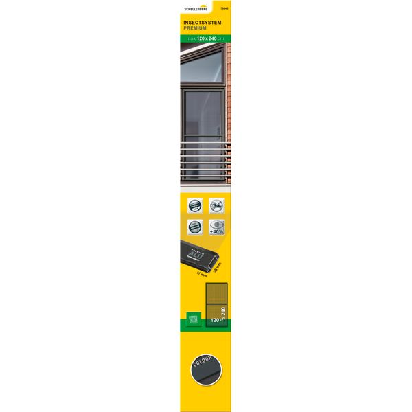 Insektenschutz-Fensterrahmen Schellenberg "Premium FüR Bodentiefe Fenster", Weiß (Rahmen: Grau Gewebe: Anthrazit), B:120Cm H:240Cm, Insektenschutzgitter, Fliegengitter Mit Rahmen Aus Aluminium, Anthrazit, Weiß, 120 X 240 Cm-image