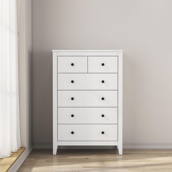 Kommode Otto Home "Avelin", Weiß, B:80Cm H:120Cm T:40Cm, Abs-Kunststoff, Holzwerkstoff, Mdf, Melamin, Sideboards, Kommode, MelaminoberfläChe, Schwarze Metallgriffe, Breite 80 Cm-image