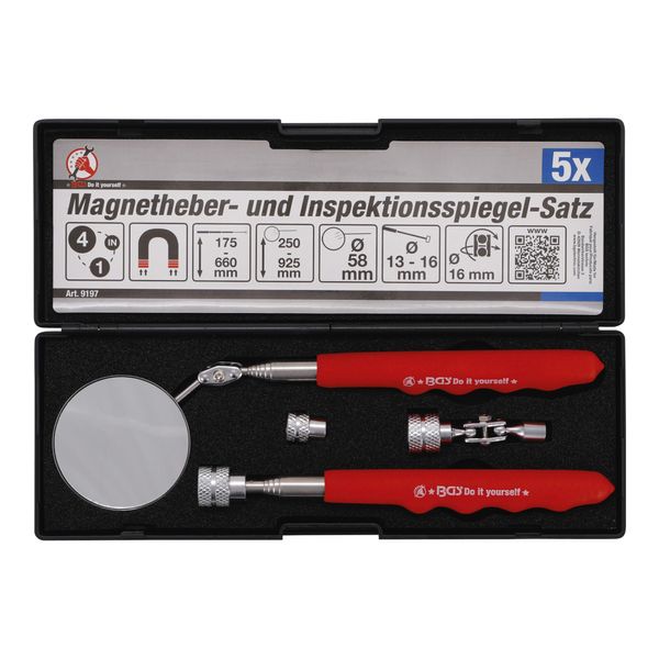 Bgs Do It Yourself Magnetheber- Und Inspektionsspiegel-Satz 4 Teilig (9197)-image