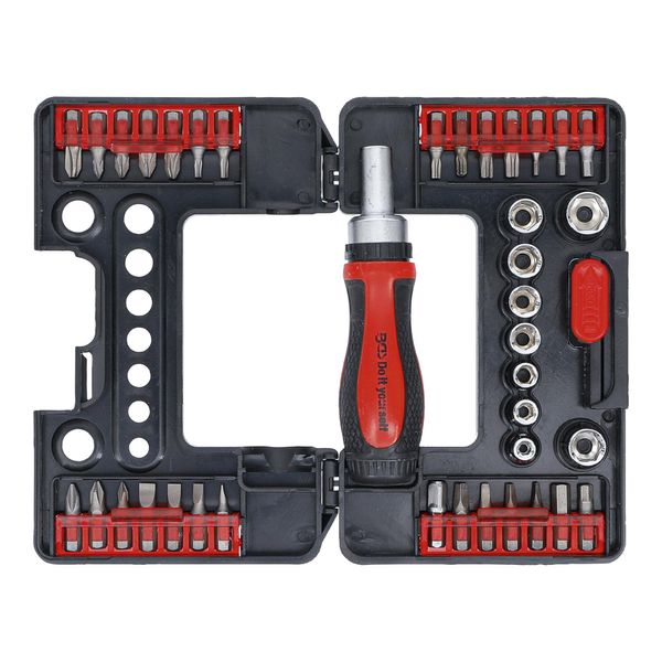 Bgs Do It Yourself Bit-/SteckschlüSsel-Einsatz-Satz Mit Ratschen-Drehgriff FüR Bits, Umschaltbar 38 Teilig (20138)-image