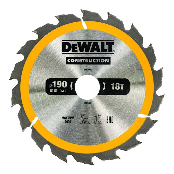 Dewalt KreissäGeblatt HandkreissäGe 190/30 Mm 18WZ DT1943-QZ)-image
