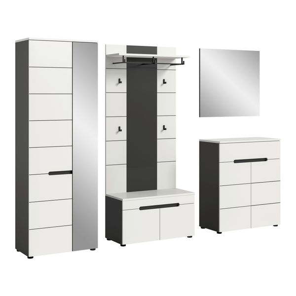 Garderobe Canu 5-Teilig Grau, Weiß-image