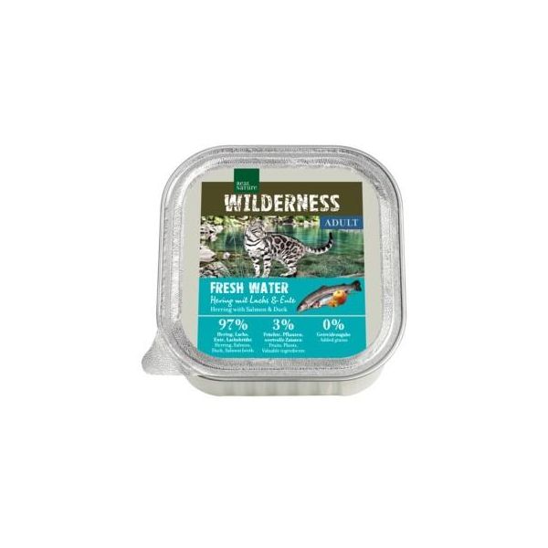 Real Nature Wilderness Nourriture Humide Pour Chat, Adulte 16X100 G Fresh Water Hering Au Saumon Et Au Canard 16X100 G-image