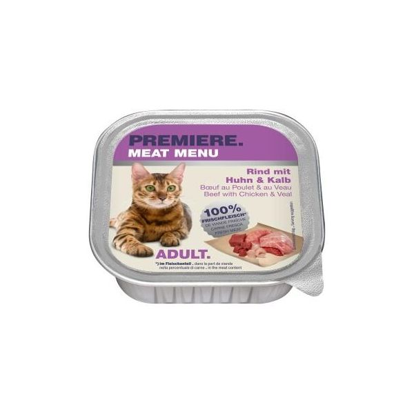 Premiere Meat Menu Adult Boeuf Avec Poulet Et Veau 64X100 G-image