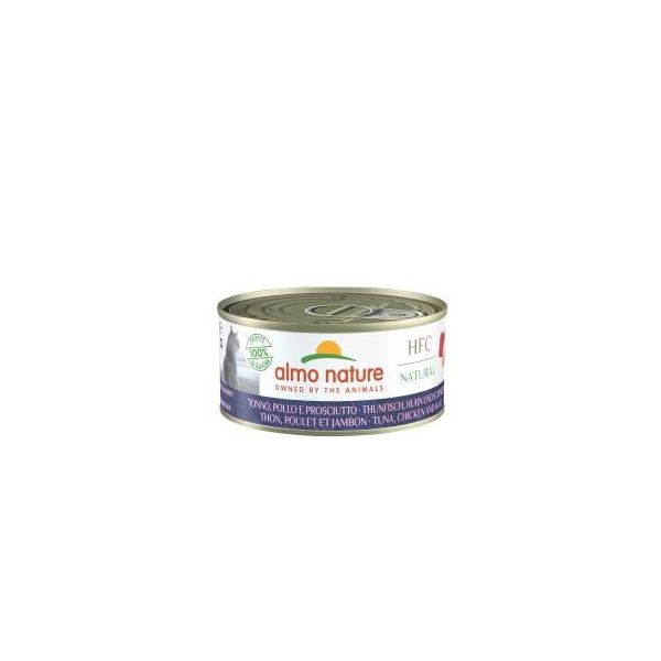 Almo Nature HFC Natural Nourriture Humide Pour Chat Thon, Poulet Et Jambon 24X150 G-image