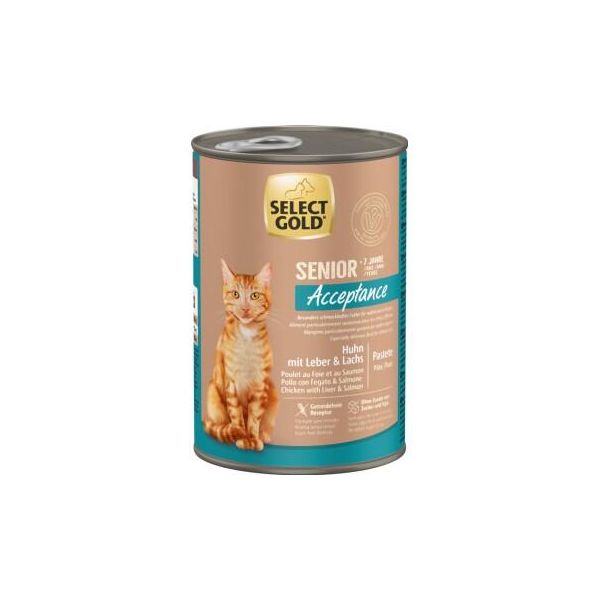 Select Gold Acceptance BoîTes De PâTéE Chat Senior Poulet, Foie Et Saumon 12X400 G-image