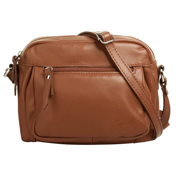 UmhäNgetasche Samantha Look, Damen, Gr. B/H/T: 23Cm X 18Cm X 5Cm Onesize, Braun (Cognac), Leder, Unifarben, Taschen UmhäNgetasche, Echt Leder-image