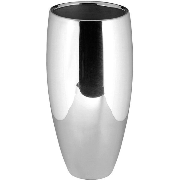 Dekovase Fink "Africa", Silber (Silberfarben), H:28Cm Ø:14Cm, Eisen, Vasen, Tischvase Aus Metall, Vernickelt-image
