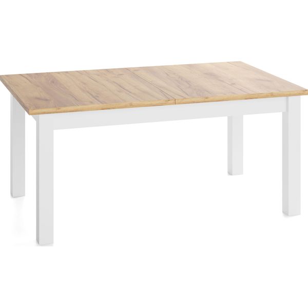 Esstisch Lindberg Weiß Ausziehbar VerläNgerbar Rechteckig, Eiche Braun 140-160/80/77 Cm-image