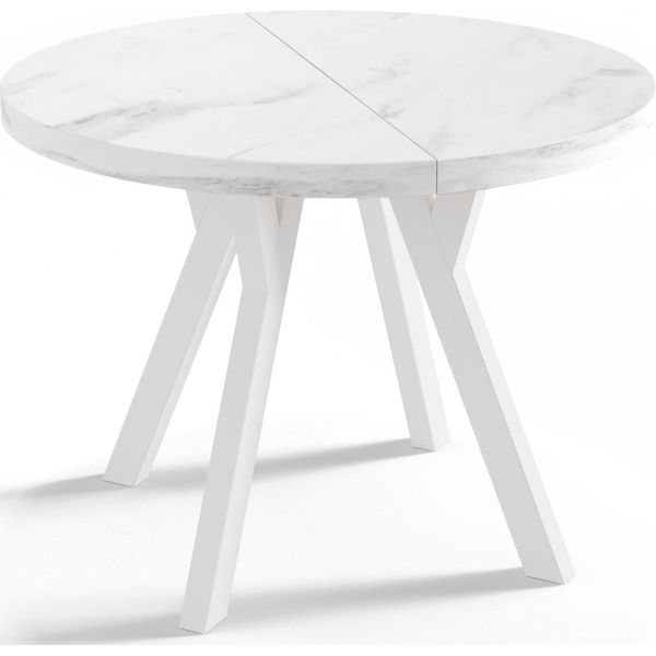Esstisch Twixy Runder Ausziehbarer, Marmor Weiß 90-170/90/76 Cm-image