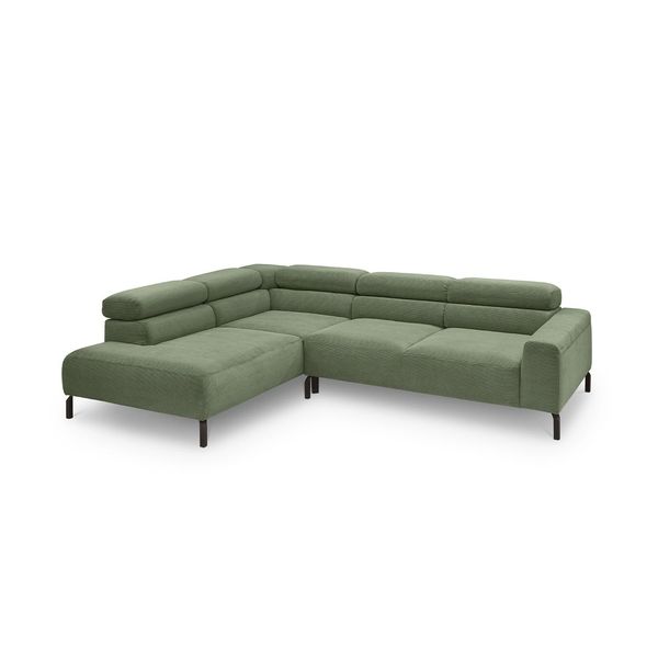 Ecksofa Mit Motorischem Sitzvorzug Delia GrüN Cord Relaxfunktion-image